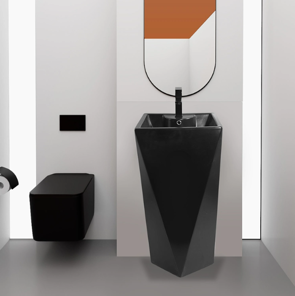 Lavabo pied céramique noir xl