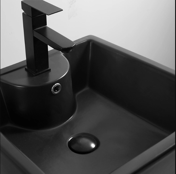 Lavabo pied céramique noir xl