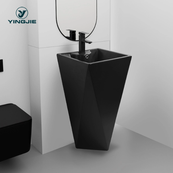 Lavabo pied céramique noir xl