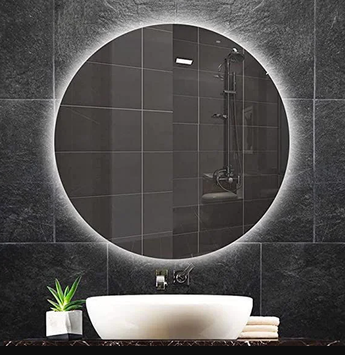 Miroir-rond LED-80x80cm blanc